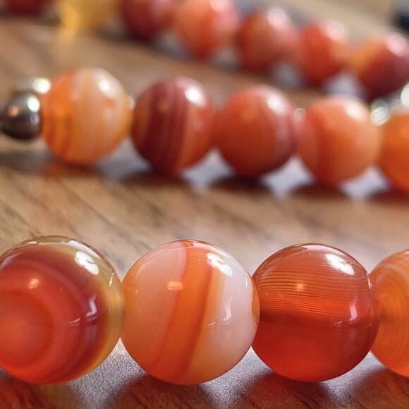 Signed Jay King DTR Agate Gemstone Pendant Necklace Orange White Sterling Silver - Picture 9 of 16